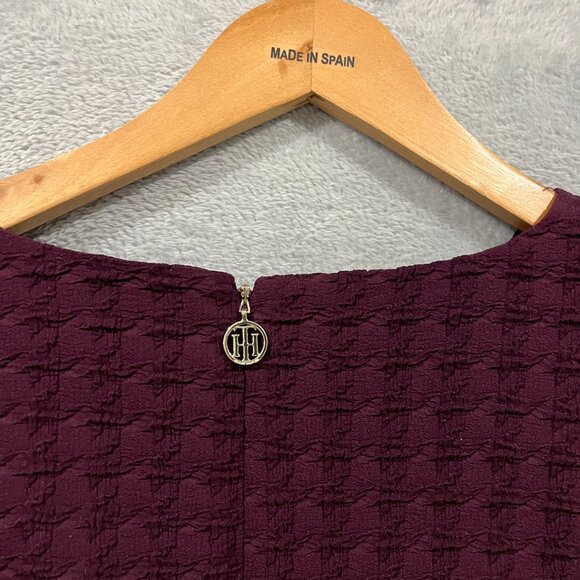 Tommy Hilfiger Women's Purple Embossed Dress 14 Shift Career Preppy Office - Picture 9 of 10